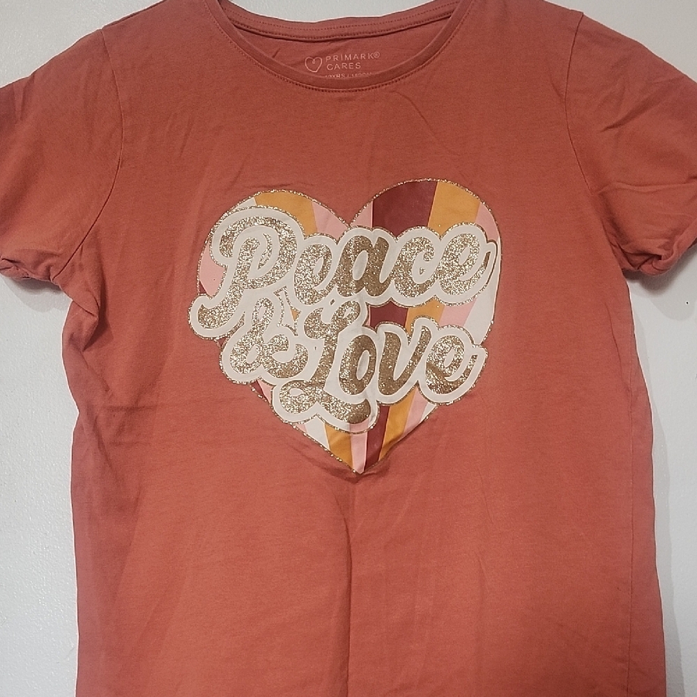 Primark Kids Peace & Love Orange T-Shirt